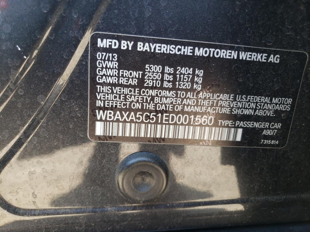 WBAXA5C51ED001560 2014 BMW 535 D