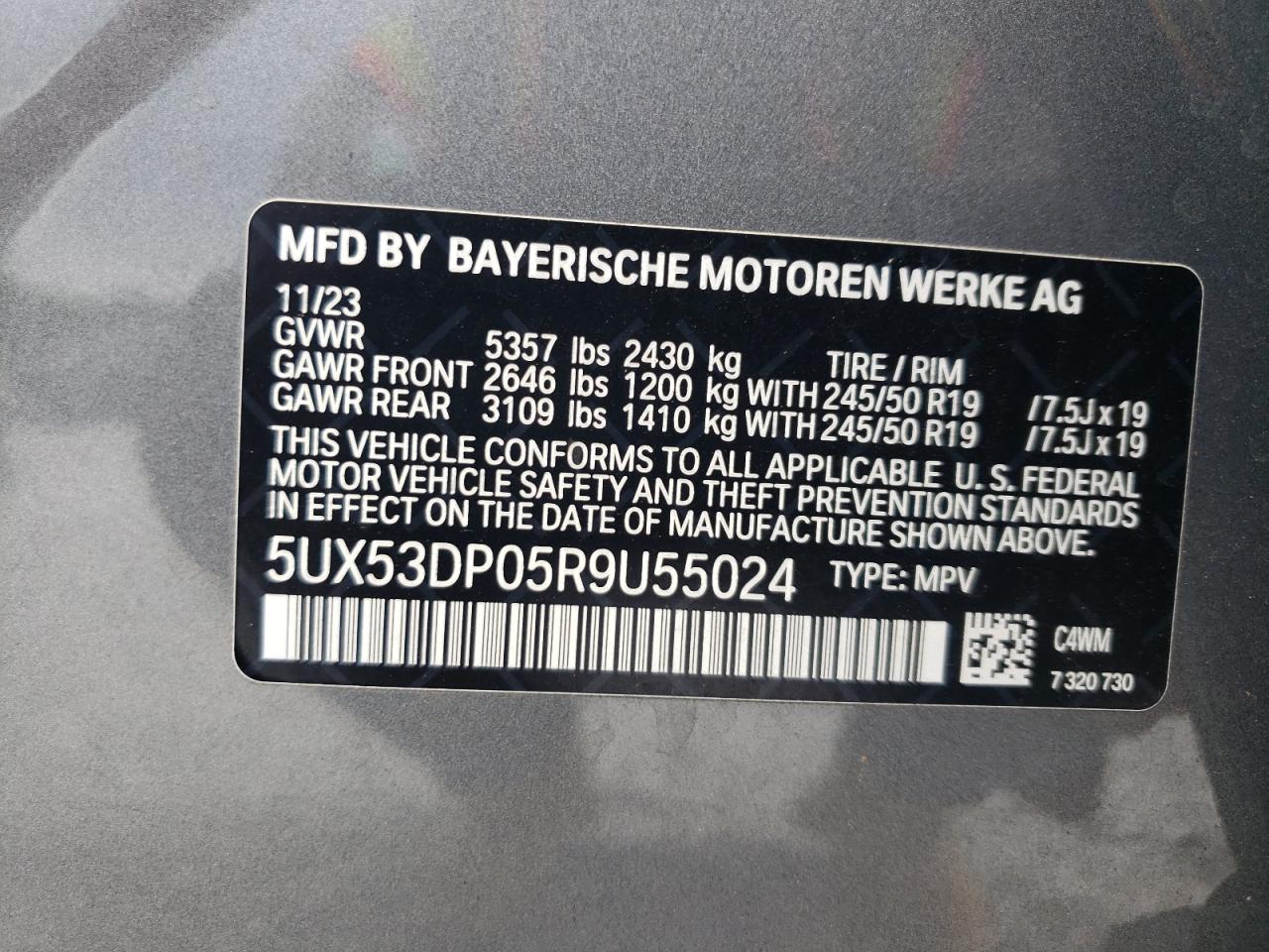 5UX53DP05R9U55024 2024 BMW X3 xDrive30I