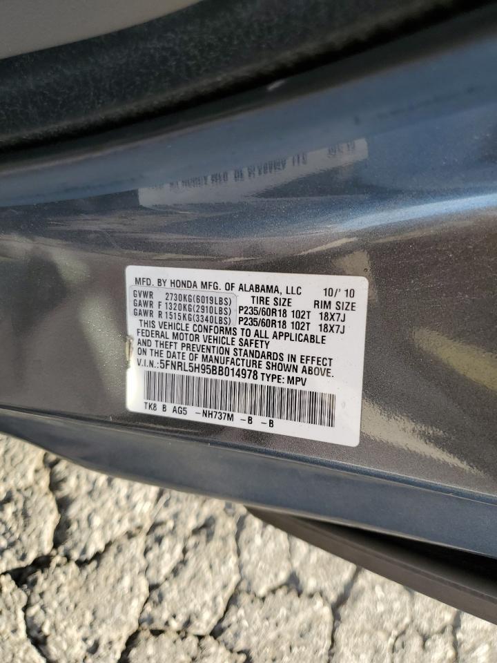 5FNRL5H95BB014978 2011 Honda Odyssey Touring