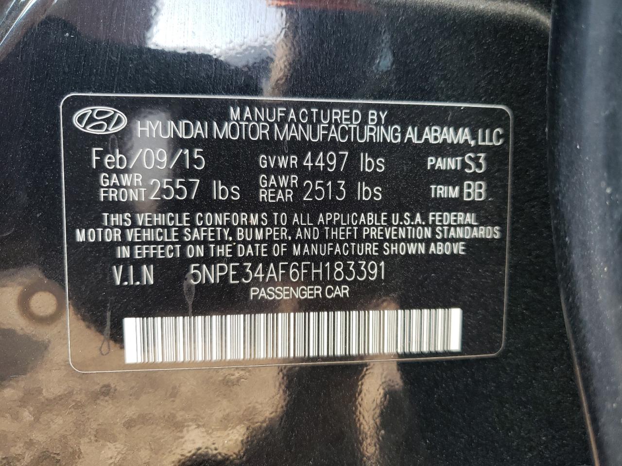 5NPE34AF6FH183391 2015 Hyundai Sonata Sport