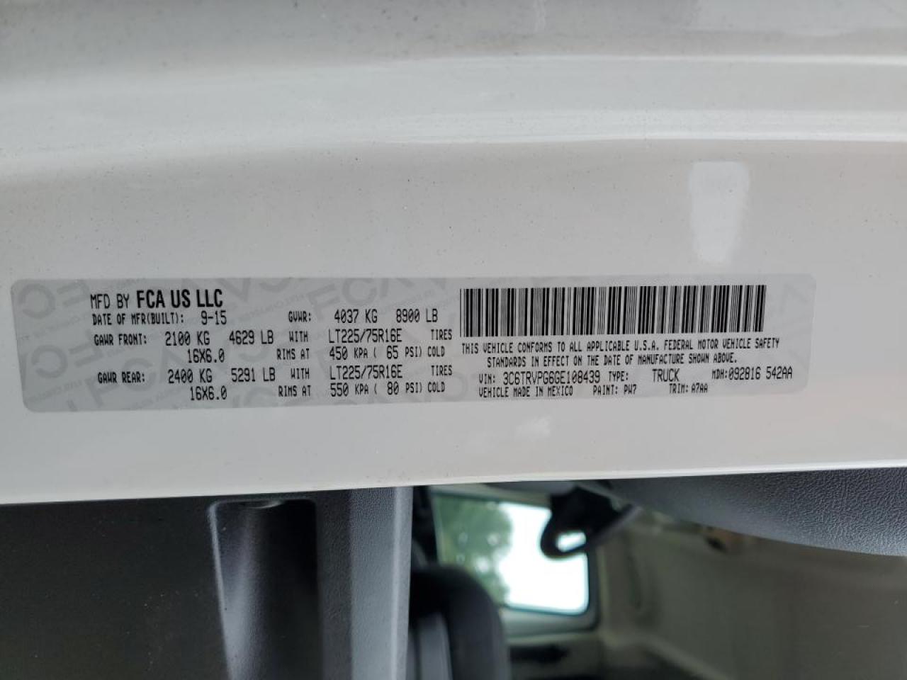 2016 Ram Promaster 2500 2500 High VIN: 3C6TRVPG6GE108439 Lot: 72548274