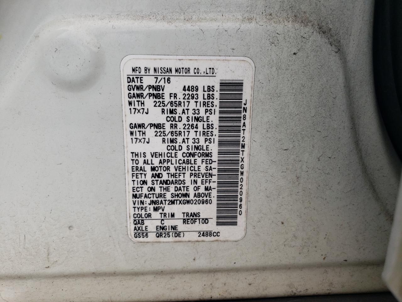 JN8AT2MTXGW020960 2016 NISSAN ROGUE - Image 13