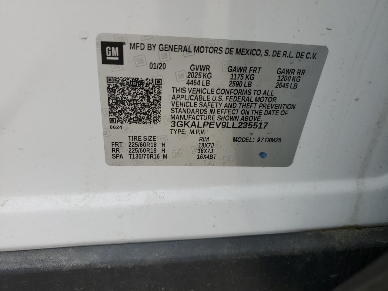 3GKALPEV9LL235517 2020 GMC Terrain Slt