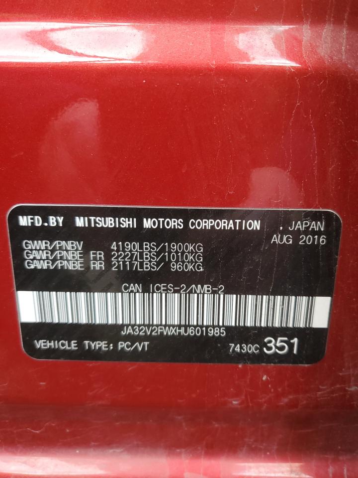 2017 Mitsubishi Lancer Es VIN: JA32V2FWXHU601985 Lot: 72975234