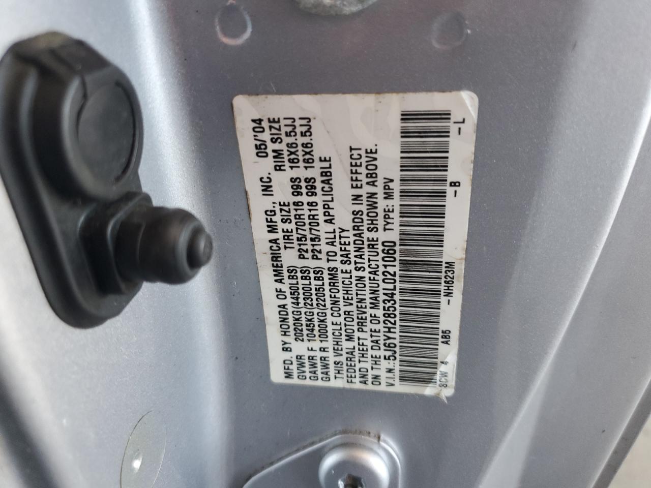 5J6YH28534L021060 2004 Honda Element Ex