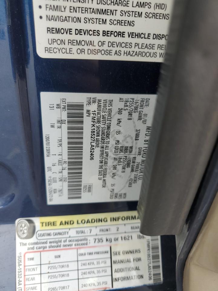 1FMFK18527LA52406 2007 Ford Expedition El Eddie Bauer