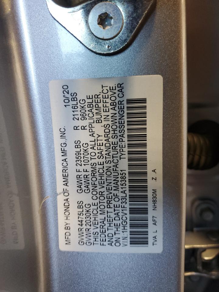 1HGCV1F33LA153851 2020 Honda Accord Sport