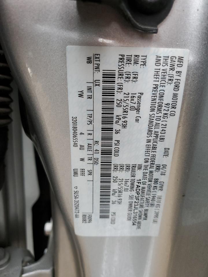 1FADP3F23JL316554 2018 FORD FOCUS - Image 12