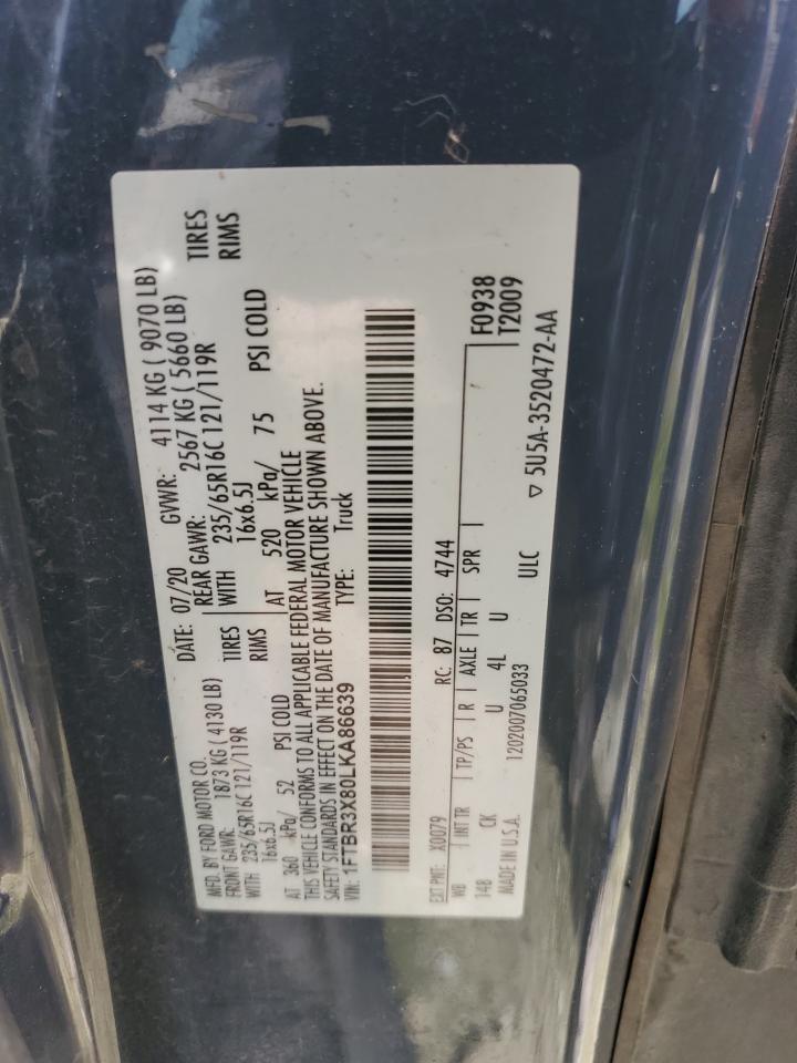 2020 Ford Transit T-250 VIN: 1FTBR3X80LKA86639 Lot: 80384055