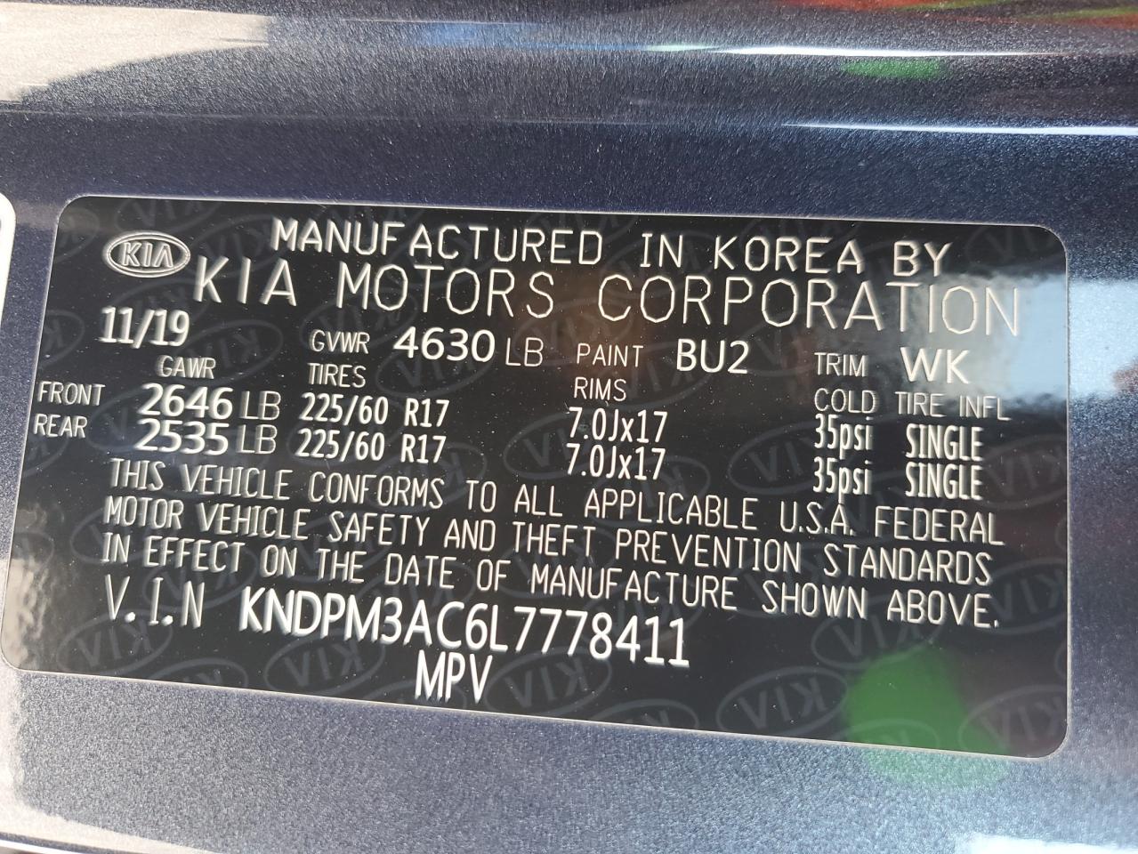 KNDPM3AC6L7778411 2020 Kia Sportage Lx