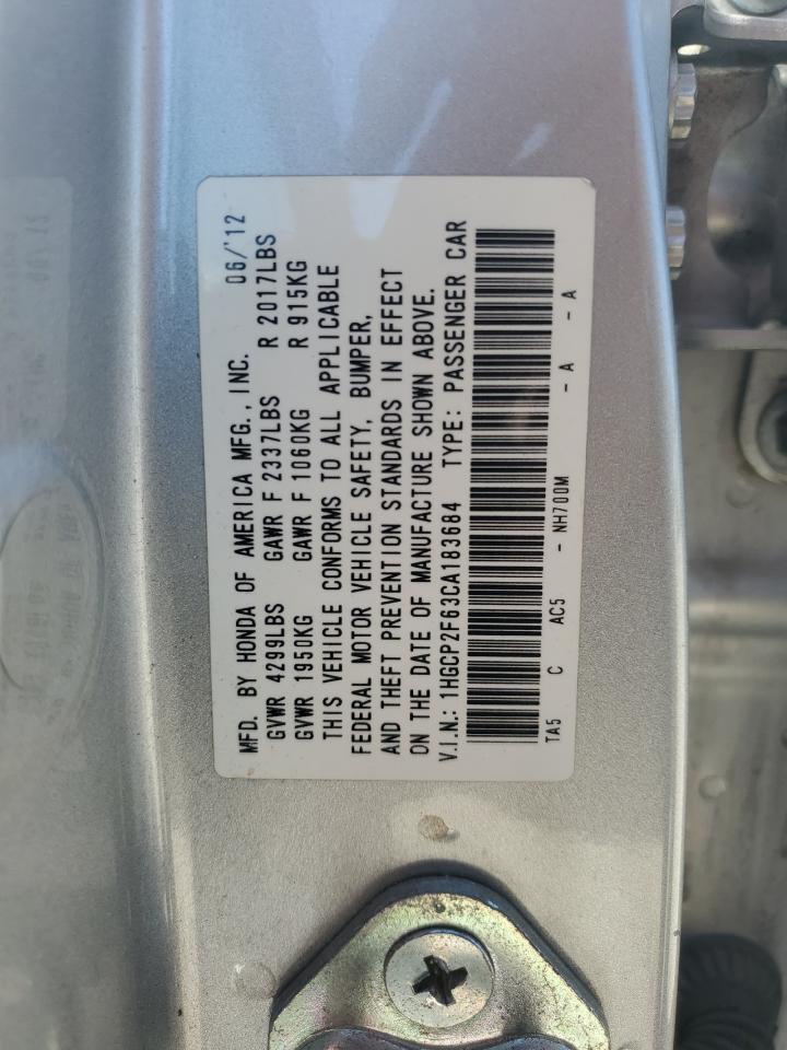 1HGCP2F63CA183684 2012 Honda Accord Se