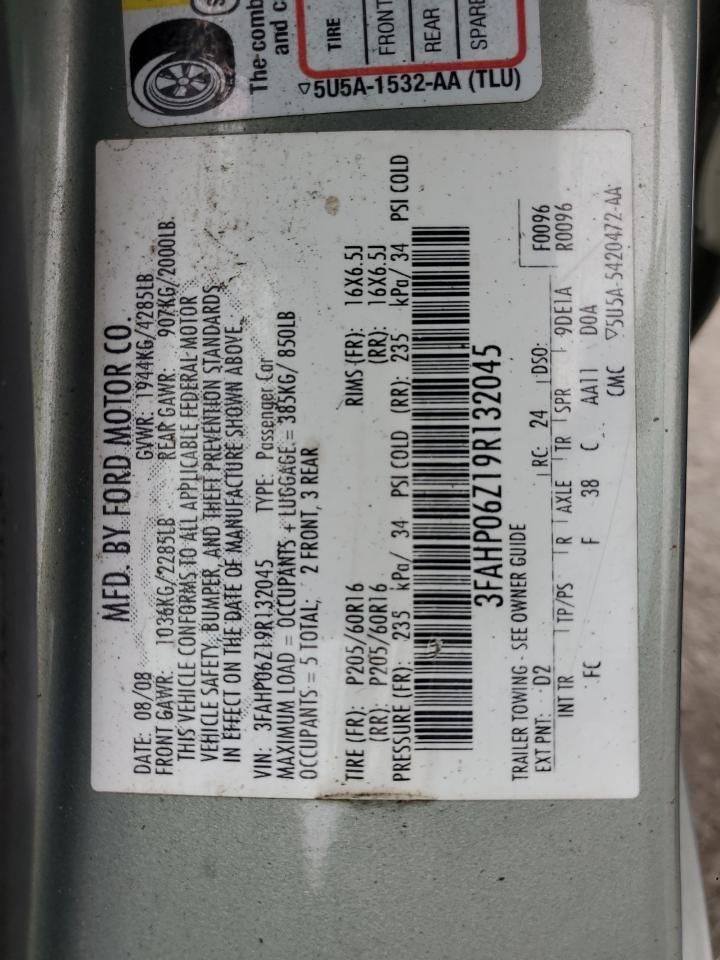 3FAHP06Z19R132045 2009 Ford Fusion S