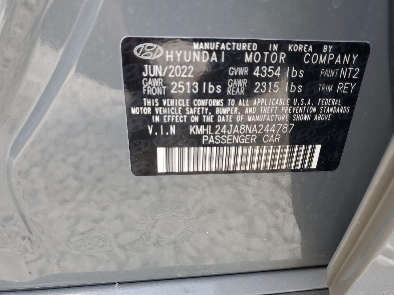 KMHL24JA8NA244787 2022 Hyundai Sonata Se