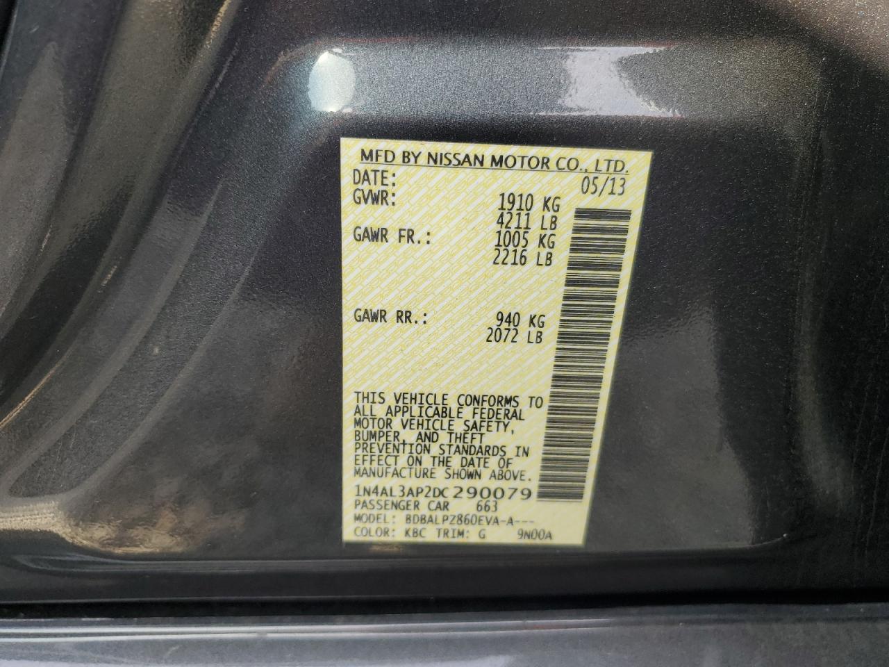 1N4AL3AP2DC290079 2013 Nissan Altima 2.5