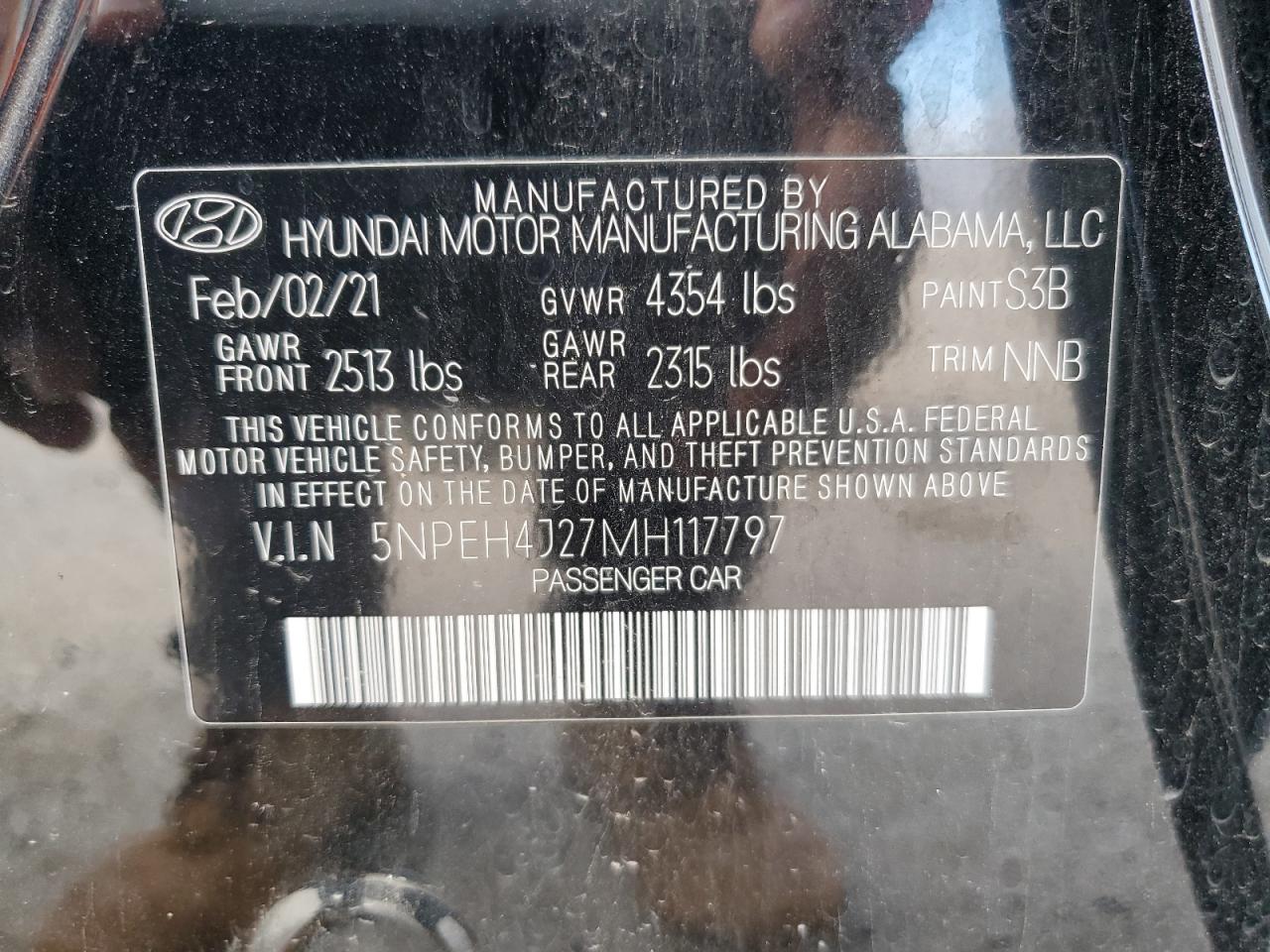 5NPEH4J27MH117797 2021 Hyundai Sonata Limited