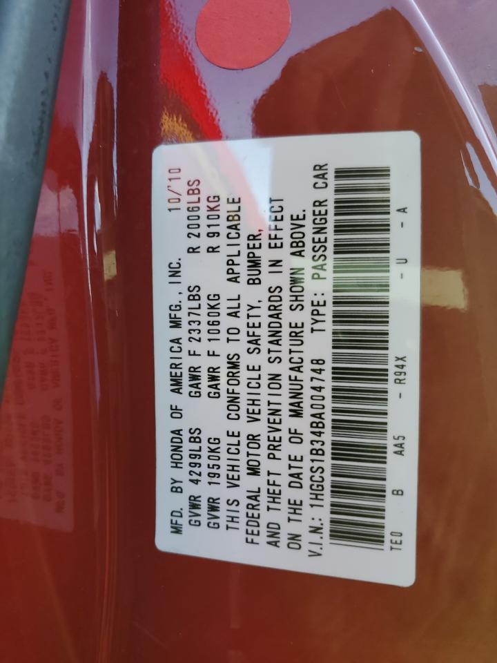 2011 Honda Accord Lx-S VIN: 1HGCS1B34BA004748 Lot: 73016844