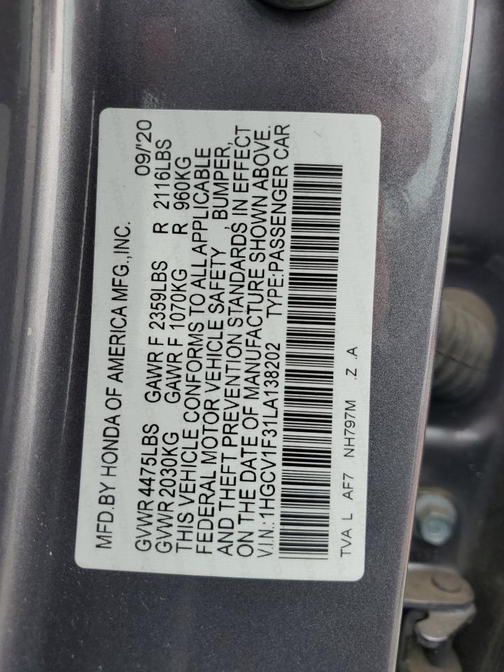 1HGCV1F31LA138202 2020 Honda Accord Sport