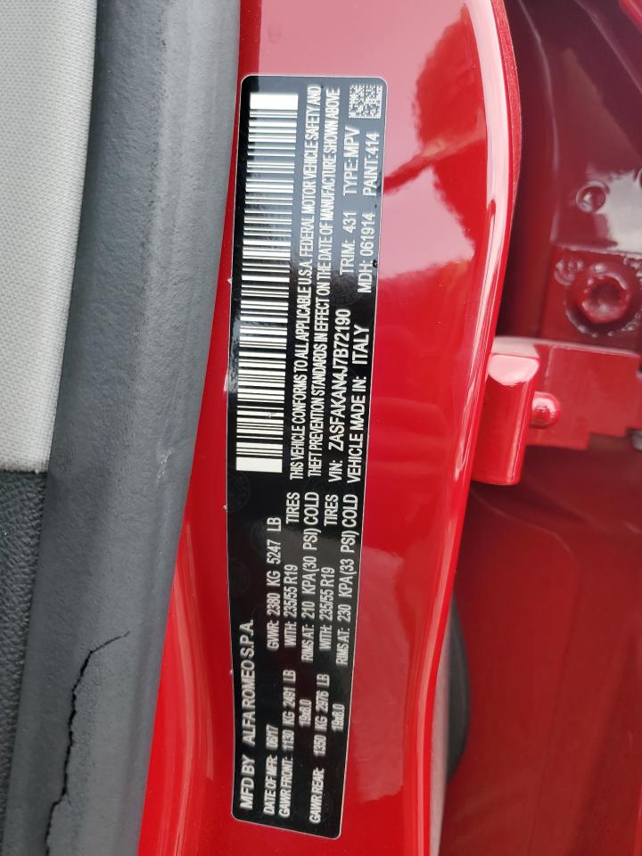 2018 Alfa Romeo Stelvio VIN: ZASFAKAN4J7B72190 Lot: 71286424