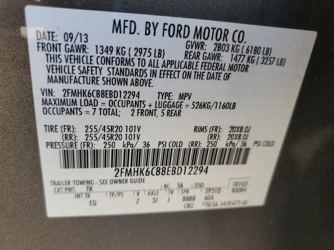 2FMHK6C88EBD12294 2014 Ford Flex Sel