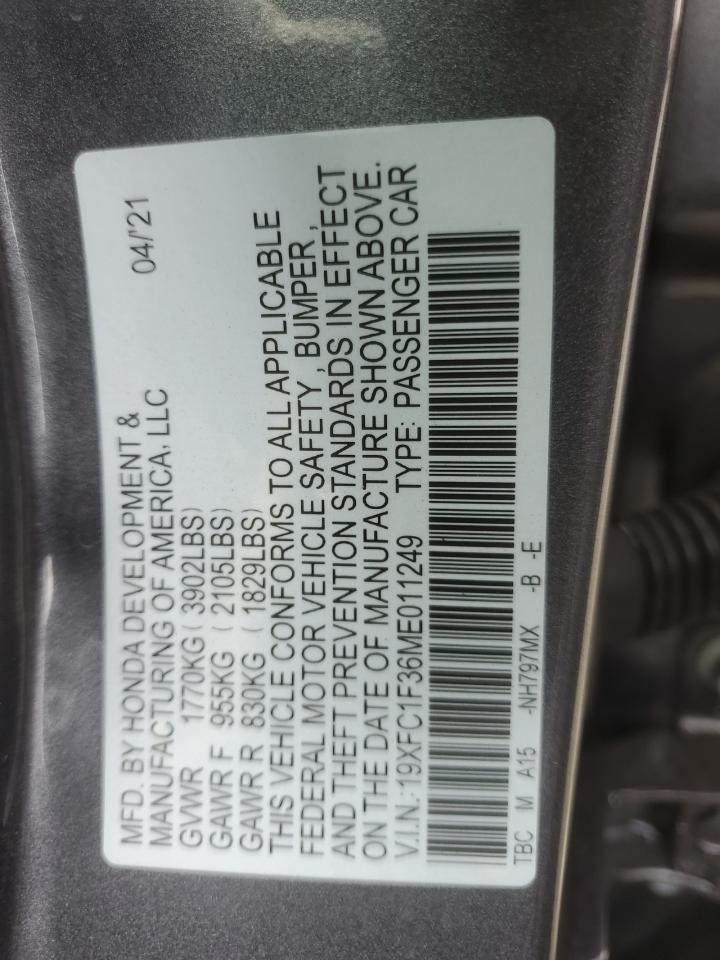 19XFC1F36ME011249 2021 Honda Civic Ex