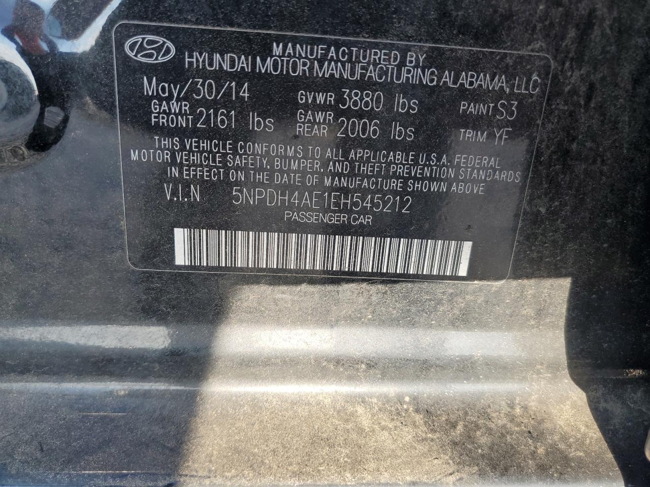 5NPDH4AE1EH545212 2014 Hyundai Elantra Se