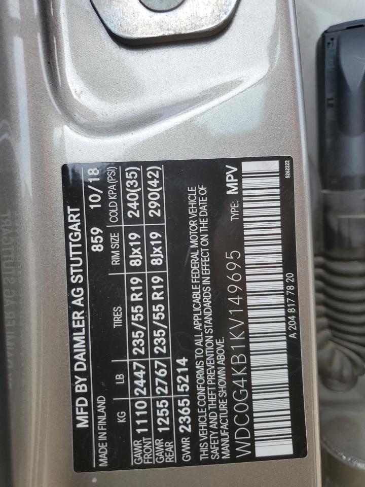 2019 Mercedes-Benz Glc 300 4Matic VIN: WDC0G4KB1KV149695 Lot: 70521384