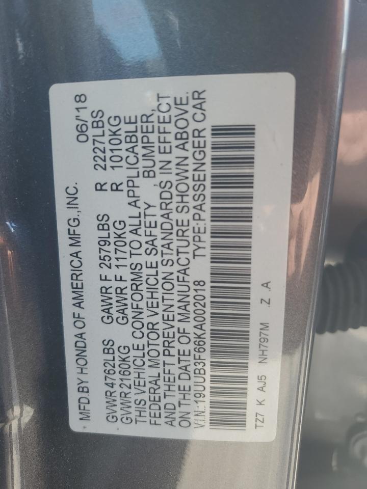 19UUB3F66KA002018 2019 Acura Tlx Technology