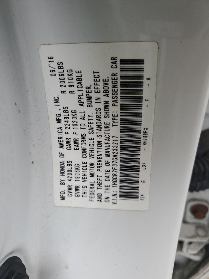 1HGCR2F37GA233217 2016 Honda Accord Lx