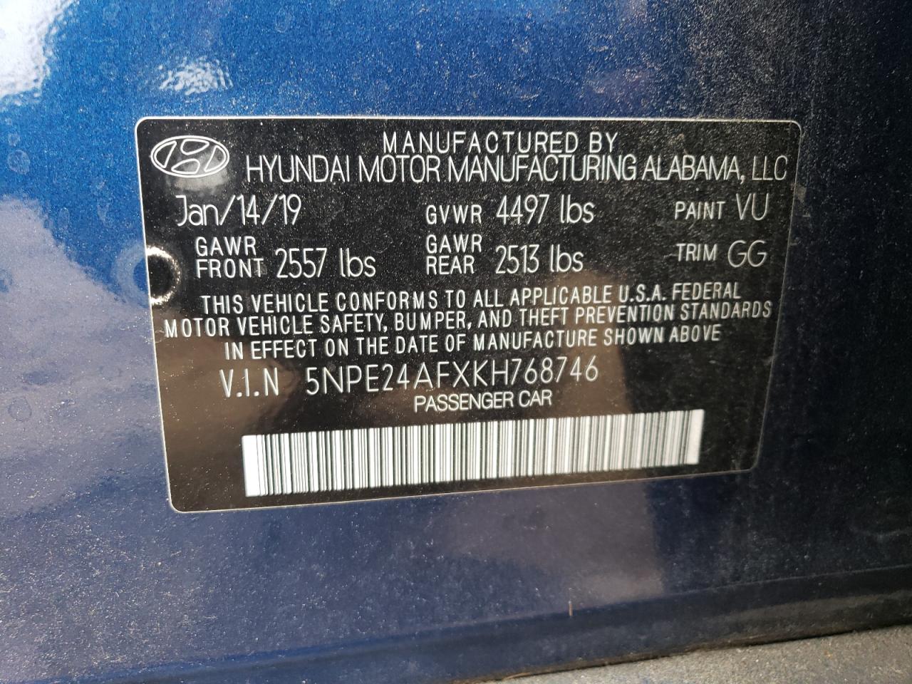 5NPE24AFXKH768746 2019 Hyundai Sonata Se