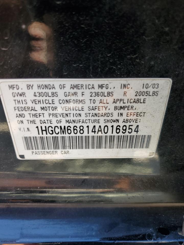 2004 Honda Accord Ex VIN: 1HGCM66814A016954 Lot: 84632124