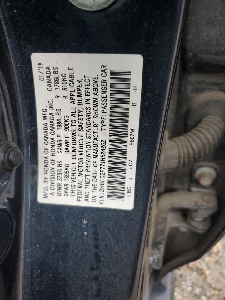 2HGFC2F77JH524262 2018 Honda Civic Ex