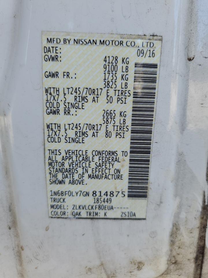 1N6BF0LY7GN814875 2016 Nissan Nv 2500 S