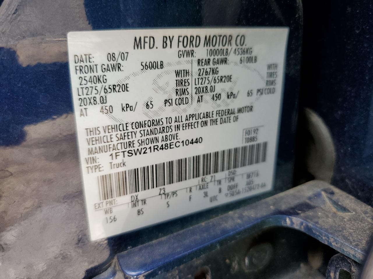 1FTSW21R48EC10440 2008 Ford F250 Super Duty