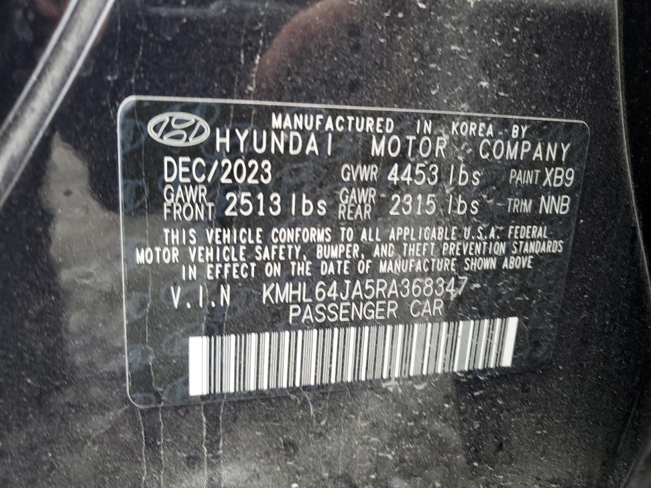 2024 Hyundai Sonata Sel VIN: KMHL64JA5RA368347 Lot: 73158924