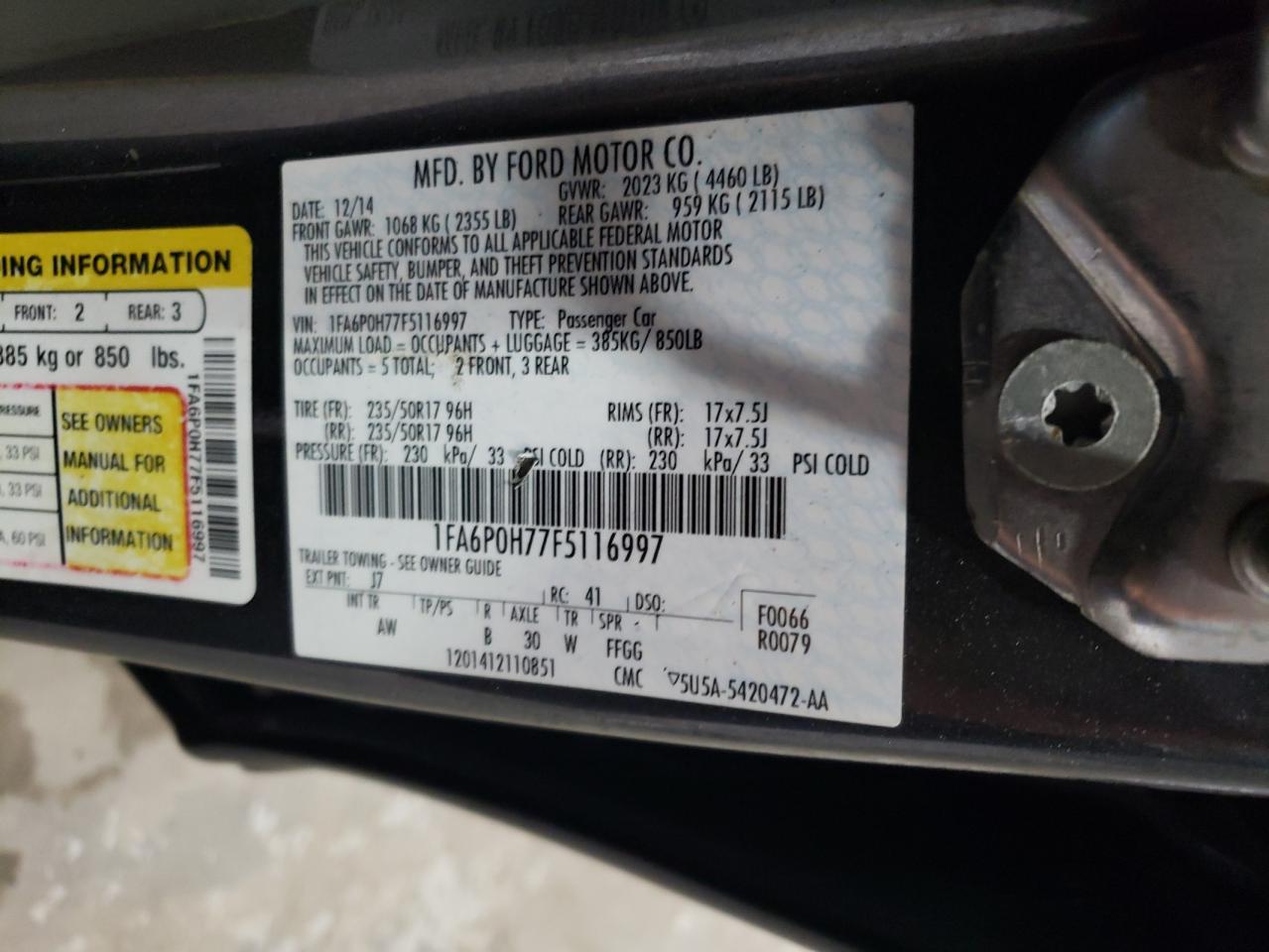 1FA6P0H77F5116997 2015 FORD FUSION - Image 12