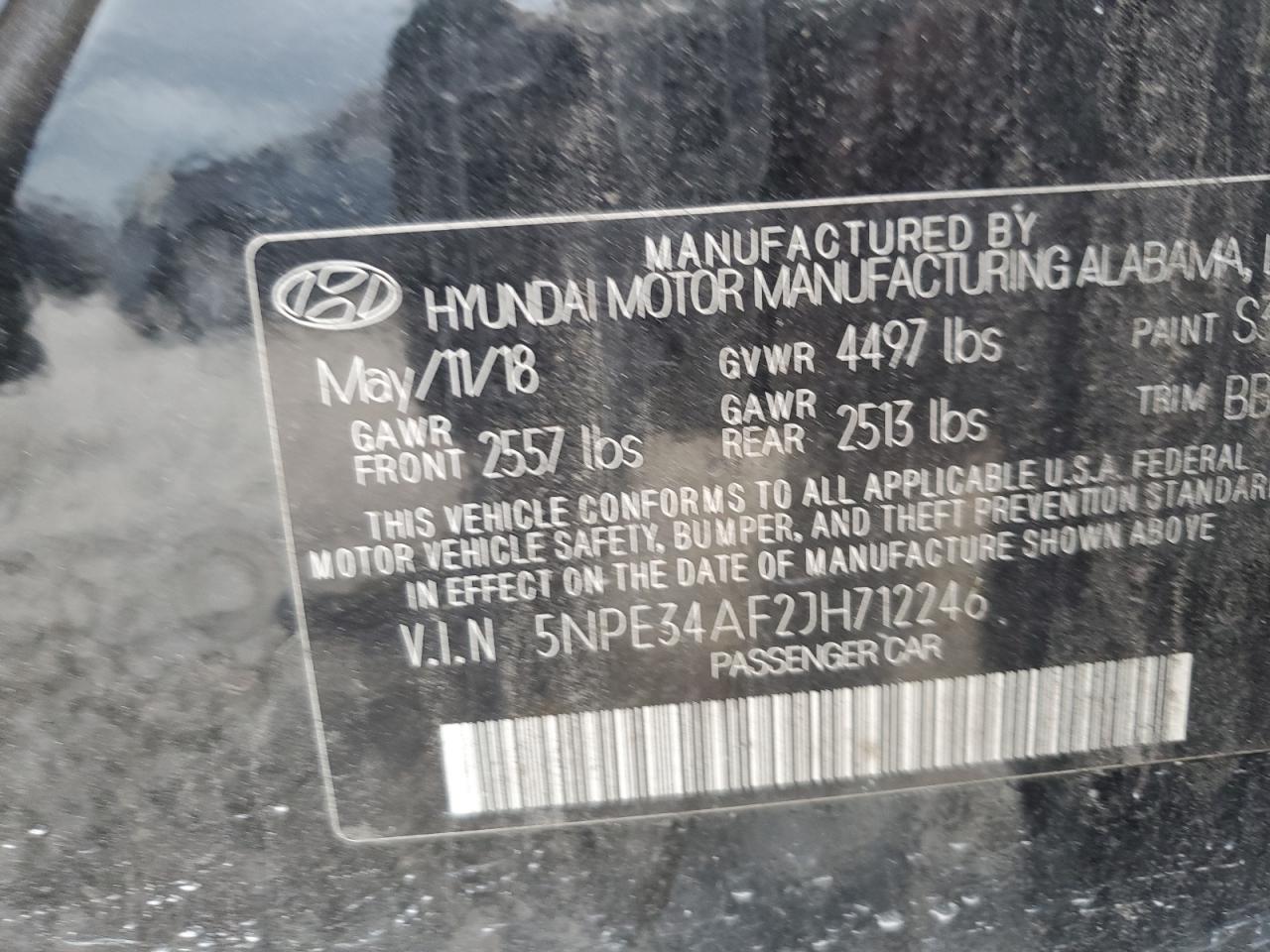 2018 Hyundai Sonata Sport VIN: 5NPE34AF2JH712246 Lot: 71270914