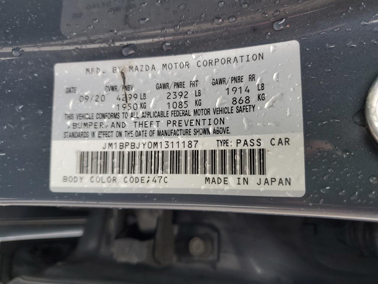 JM1BPBJY0M1311187 2021 Mazda 3