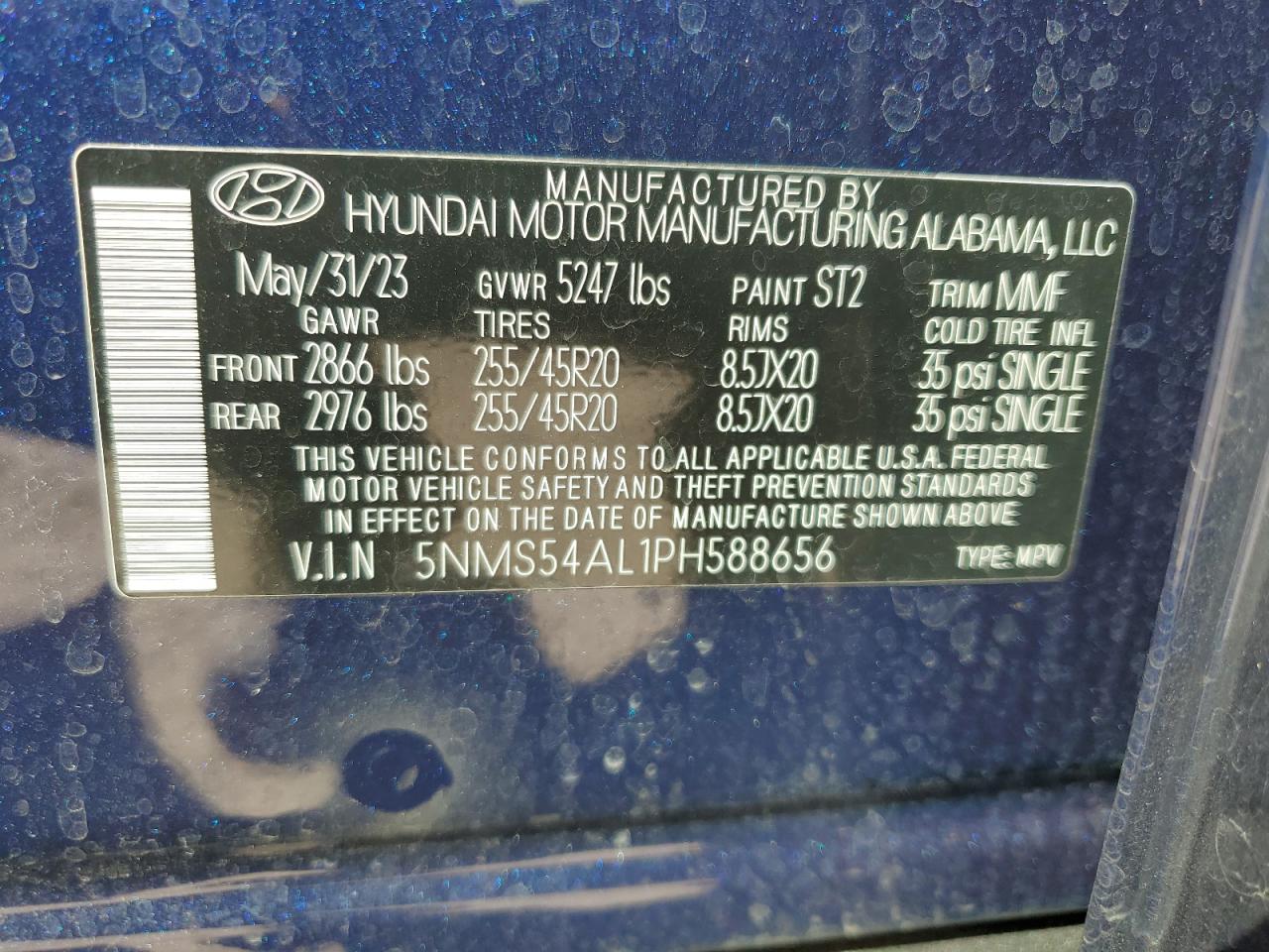 5NMS54AL1PH588656 2023 Hyundai Santa Fe Calligraphy