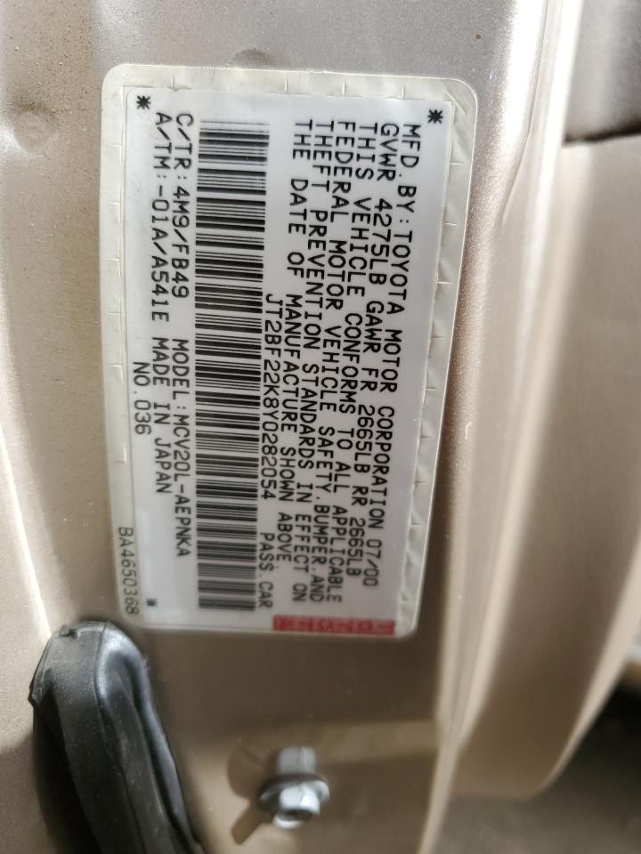 JT2BF22K8Y0282054 2000 Toyota Camry Ce