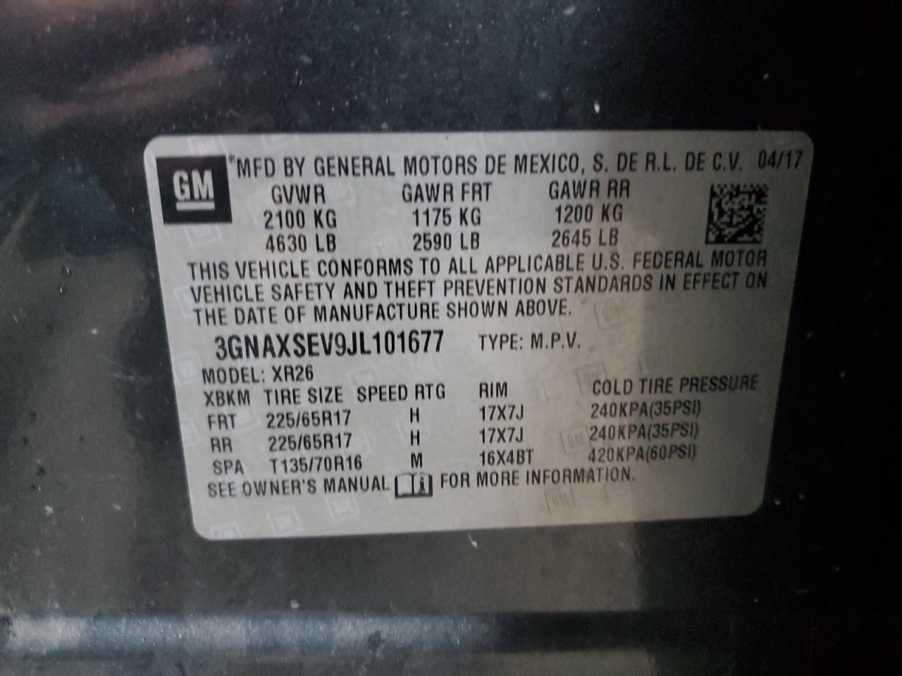 3GNAXSEV9JL101677 2018 CHEVROLET EQUINOX - Image 13