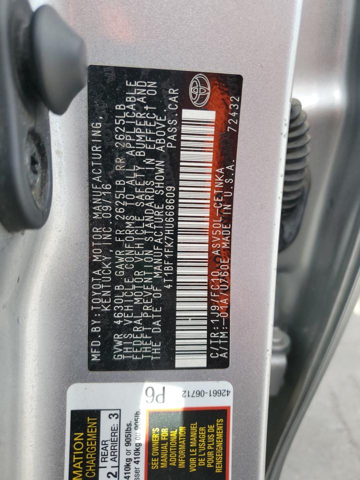 4T1BF1FK7HU668609 2017 TOYOTA CAMRY - Image 12