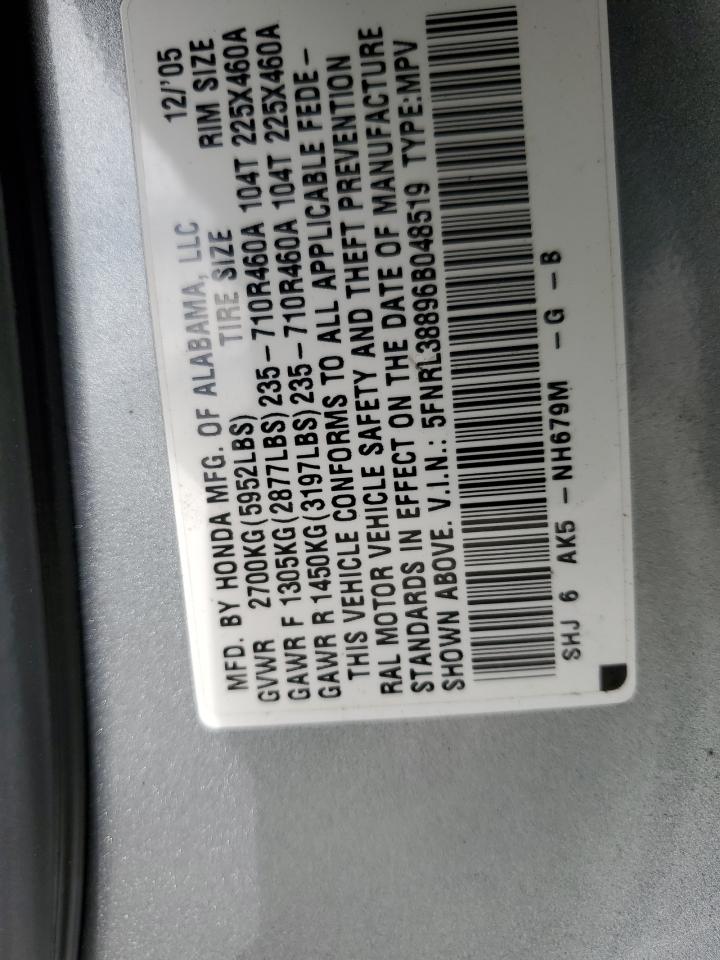 5FNRL38896B048519 2006 Honda Odyssey Touring