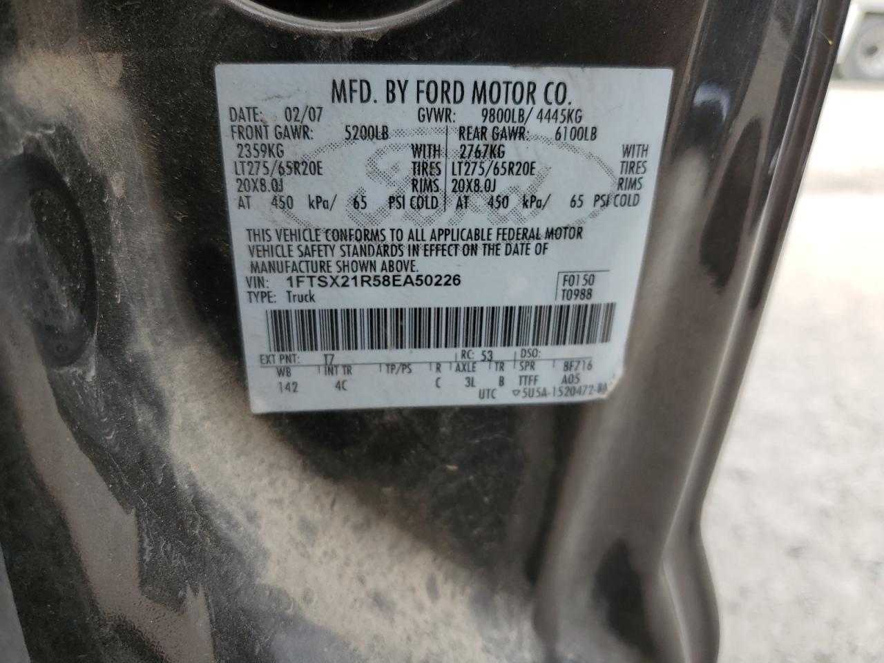 1FTSX21R58EA50226 2008 Ford F250 Super Duty