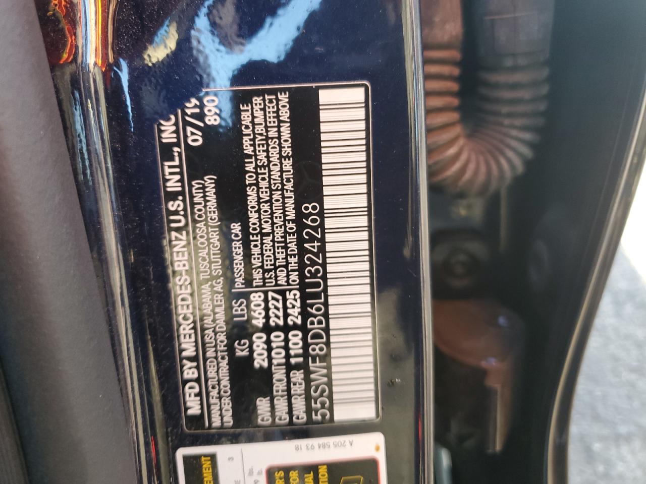 2020 Mercedes-Benz C 300 VIN: 55SWF8DB6LU324268 Lot: 71054924