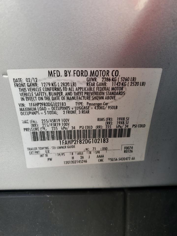 2013 Ford Taurus Limited VIN: 1FAHP2F82DG102183 Lot: 70384684