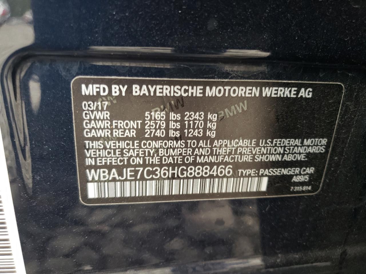 WBAJE7C36HG888466 2017 BMW 540 Xi