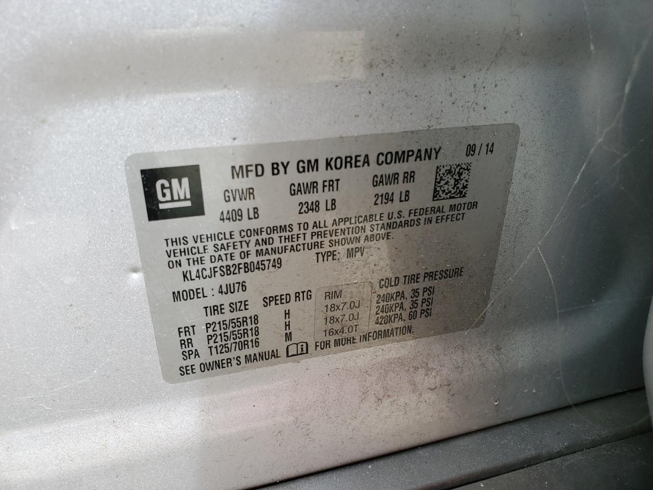 KL4CJFSB2FB045749 2015 BUICK ENCORE - Image 13