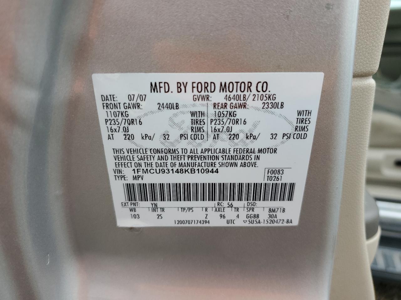 1FMCU93148KB10944 2008 Ford Escape Xlt