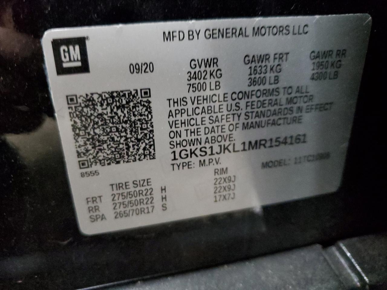 1GKS1JKL1MR154161 2021 GMC Yukon Xl Denali