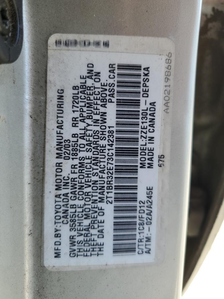 2T1BR32E73C142381 2003 Toyota Corolla Ce